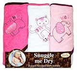 Frenchie Mini Couture Wild Animal Hooded Bath Towel Set, 3 Pack, Girl