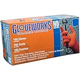Ammex GWON Gloveworks Orange Nitrile Glove, Latex Free, Disposable, Powder Free