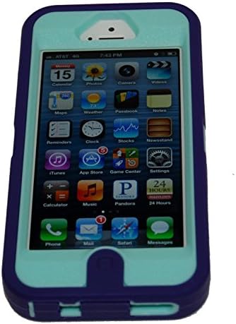 Imake Defender Body Armor Case Comparable to Otterbox Defender Series for Iphone 5/Iphone 5S (Purple On Light Blue)