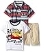 Boyzwear Boys' Little 3 Piece Beach Raceway Tee and Button Down Shirt Short Set