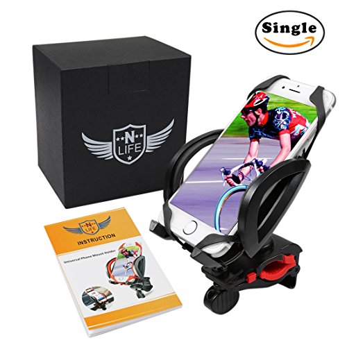 Nlife Universal Bike Phone Motorcycle Mount Holder Fits All Smart phones like IPone 6S, 6S Plus, Samsung Galaxy, Samsung Note, LG, HTC, Nexus, Sony, Nokia (2 Colors, with Instruction)