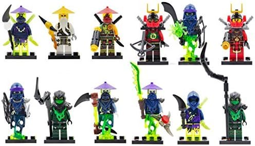12 PCS /Set NinjaMavel Figures High 4.5 cm. Nya/Cowler/Bansha/Ghoultar/Ronin NinjaMinifigures Buildingblocks compatible Without box