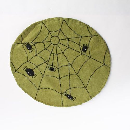 Set of 2 Halloween Spider Web Design Doilies, Placemats or Candle Mats for Halloween or Gothic Decorating
