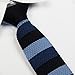 Tigre Amore Men's Skinny Knit Tie Border Patterned Navy Blue Lightblue