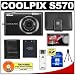 Nikon Coolpix S570 12 Megapixel Digital Camera (Black) with 5x Optical Zoom + EN-EL10 Battery + 8GB Card + Leather Case + Accessory Kit