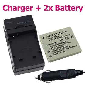 eForCity 2 Replacement NB-4L Batteries and Battery Charger for Canon PowerShot SD430, SD750, SD780 IS, SD940 IS, SD960 IS, SD1000, SD1100 IS & TX1 Digital Cameras