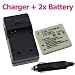 2 PACK NB-4L Replacement Battery + Battery Charger for Canon PowerShot SD780 IS / PowerShot SD940 IS / PowerShot SD1400 IS Digital Camera