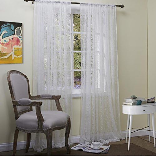 twopages Rod Pocket Elegant British Royal Holiday Cottage Style Romantic Roses Allover Lace Sheer Multi Size Custom (One Panel) 72Wx63"L