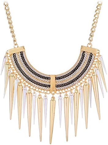 ATHING_Jewelry European Bohemia Statement Necklace Gold Plated Moon Spider Shaped Tassel Bib Choker Collar Pendant Necklace Lady Party