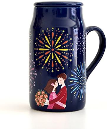 Life Taste Romantic Night Series Heat Sensitive Mugs Color Changing Ceramic Mug Heat Change Mug for Coffee /Milk /Tea (Night of Fireworks)