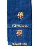 LOT DE 2 DRAPS DE BAIN FC BARCELONE BLEU 100% COTON 70X140 CM ET 50X100 CM