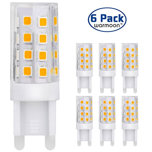 Warmoon G9 LED Light Bulbs, 5W Warm White, 3200K, 360 Degree Beam Angle Non-Dimmable LED Corn Light Bulbs (Pack of 6)