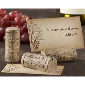  Maison du Vin inch Wine Cork Place Card/Photo Holder with Grape-Themed Place Cards (Set of 48) - Baby Shower Gifts & Wedding Favors