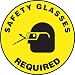 Accuform Signs MFS208 Slip-Gard Adhesive Vinyl  Round Floor Sign, Legend "SAFETY GLASSES REQUIRED/SE REQUIEREN ANTEOJOS DE SEGURIDAD" with Graphic, 17" Diameter, Black on Yellow
