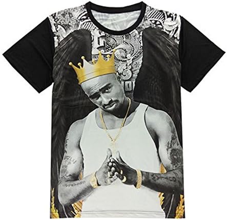 Madinidia Unisex Tupac Shakur 2Pac Rock Punk 3d Sport Hip Hop Tee T Shirts Summer Tops X-Large
