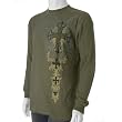 Black Web Vintage Medieval Print Thermal Knit Top
