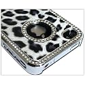 Luxury Unique Best Leopard Czech Rhinestone Case Cover for Apple Iphone 4 4g Crystal