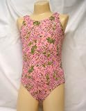Basic One Piece Girls Swim Tank Crotch Linned Pink Floral Sizes 4-14 Made in the USA