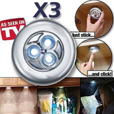 Lot de 3 - Mini Spots Adhésifs 3 LED