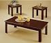 3pc Black Oak Veneer Parquet Coffee Table & 2 Side Tables Set