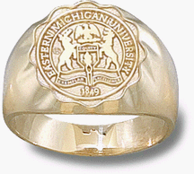 Eastern Michigan Eagles Seal Men's Ring Size 10 1/2 - 14KT Gold Jewelry