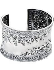 Sterling Silver Floral Design Fashion Cuff Bracelet 7 Inches