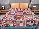 Elephant Patch & Jogi Embroidered King Size Cotton Home Furnishing Rajastha ....