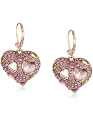 Betsey Johnson "Iconic Pinkalicious" Heart Drop Earrings