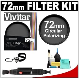 Vivitar 72mm Circular Polarizer Glass Filter + LensPen + CapKeeper + Lens Cleaning Kit for Canon, Nikon, Sony, Olympus & Pentax Lenses