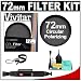 Vivitar 72mm Circular Polarizer Glass Filter + LensPen + CapKeeper + Lens Cleaning Kit for Canon, Nikon, Sony, Olympus & Pentax Lenses