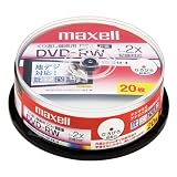 maxell 録画用 DVD-RW 120分 2倍速対応 インクジェットプリンタ対応ホワイト(ワイド印刷) 20枚 スピンドルケース入 DW120WP.20SP