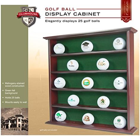 Clubhouse Collection Golf, Gifts and Gallery Mahogany Golf Ball Display Cabinet - 25 Balls