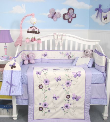 SoHo Boutique Lavender Butterfly Baby Crib Bedding Set 10pcs
