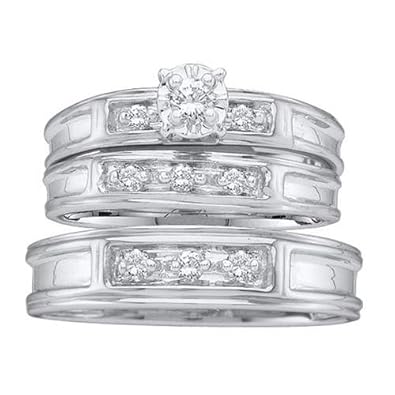 Cheap Girls Jewelry 0.25CT DIAMOND ROUND CENTER TRIO SET For Sale