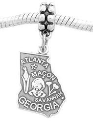 Sterling Silver State of Georgia Dangle Bead Charm