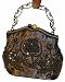 Beaded and Sequined Evening Handbag, Lovely Pattern and Color, Vintage-inspired Cluth W/shoulder Chain (SaddleBrown)