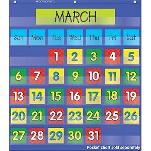 Scholastic Teacher's Friend Calendar Dates (2 colored sets of dates) Pocket Chart Add-ons, Multiple Colors (TF5402)