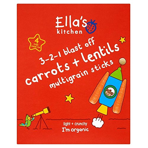 Ella's Kitchen Organic 3-2-1 Blast Off Carrots & Lentil Multigrain Sticks 12mth+ (4 per pack - 60g)