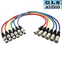 GLS Audio XLR Patch Snake Cable Cord - 2ft Colors - 6 Pack