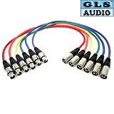 GLS Audio XLR Patch Snake Cable Cord - 2ft Colors - 6 Pack