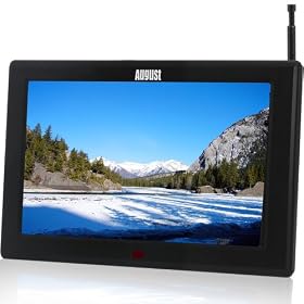 August DA100C 10 Inch High Resolution Freeview TV & Recorder / Analogue TV / Media Player / Photo Displayer Supporting Red Button Teletext - Powered by Mains and Rechargeable Batteries (not included)
