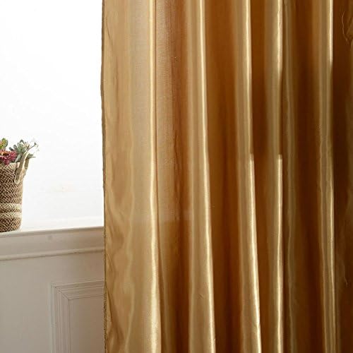 Sunlilee Semi Blackout Solid Window Curtain Panel Drapes for Living Room,Bedroom,Balcony (37 x 78 Inch,Golden)
