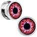 Body Candy Stainless Steel Red Human Eye Screw Fit Plug Pair (5mm to 20mm)