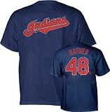 Cleveland Indians Travis Hafner Name & Number Youth T-Shirt by Majestic Athletic - Navy Small
