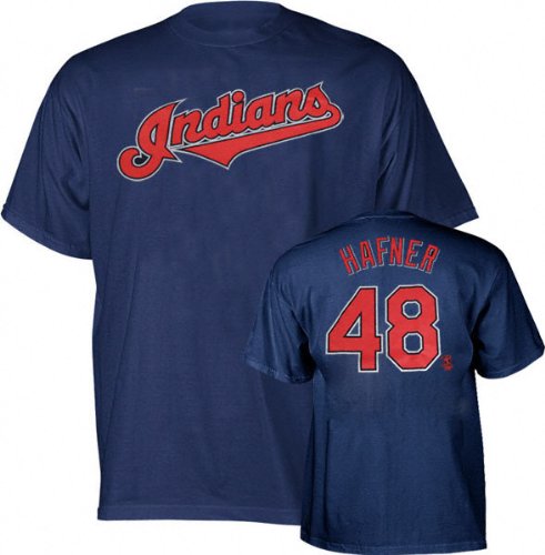 Travis Hafner Majestic Player Name and Number Navy Cleveland Indians Youth T-Shirt