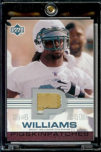 2002 Upper Deck Ricky Williams Pigskin Patches Jersey Miami Dolphins Football Card - Mint Condition - Shipped In Protective Display Case