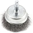 Forney 72730 Wire Cup Brush, Fine Crimped with 1/4-Inch Hex Shank, 2-Inch-by-.008-Inch