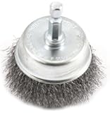 Forney 72730 Wire Cup Brush, Fine Crimped with 1/4-Inch Hex Shank, 2-Inch-by-.008-Inch