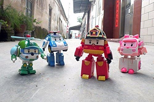 4pcs/lot Kids Toys Robot Transform Festival Gifts Deformation Helicopter Fire Truck Police Action Figure Doll Boys and Girls Toy