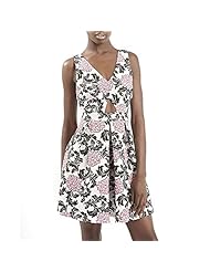 Sexy V-neck Floral Print Spring Summer Sleeveless Tank Polyester Mini Dress 